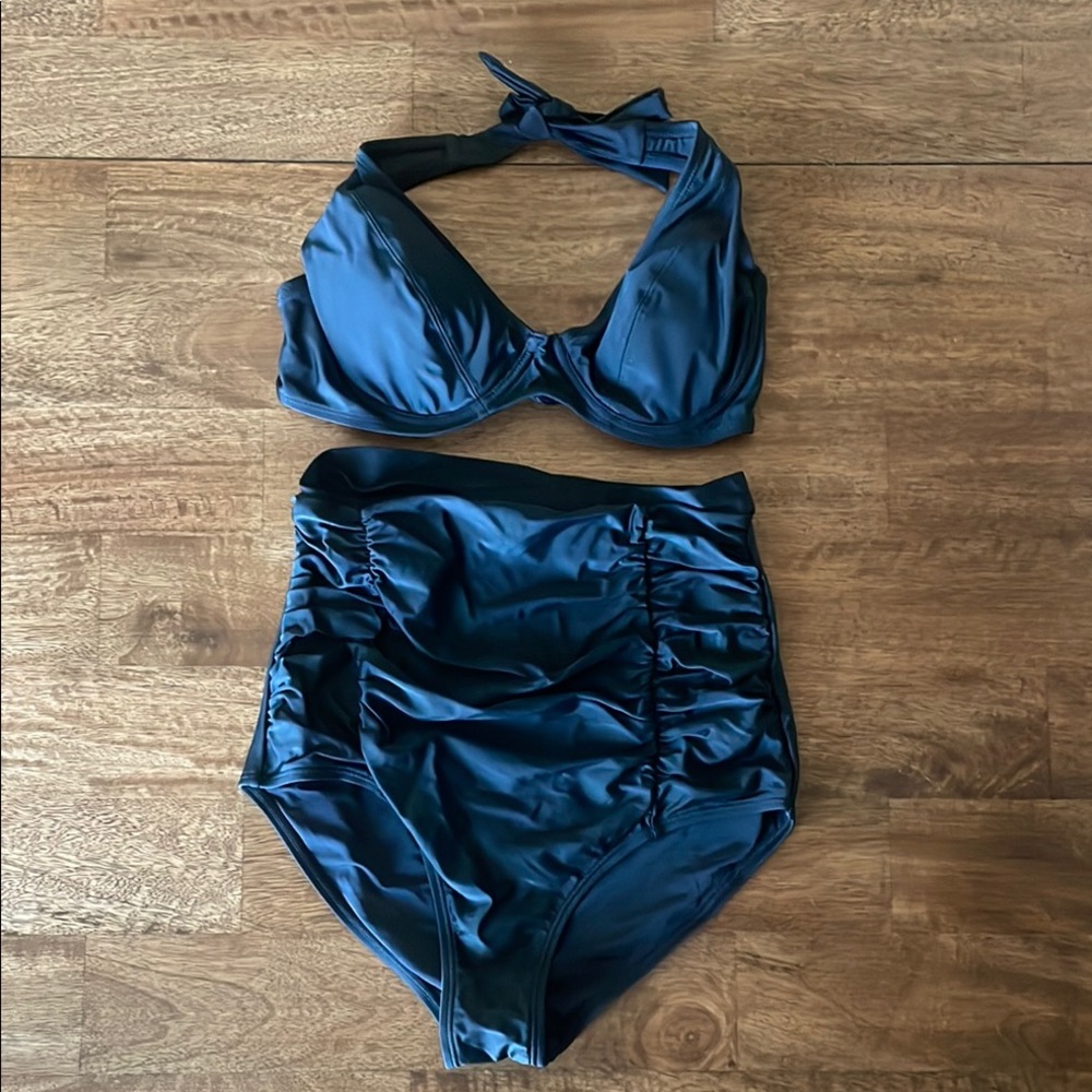 Blue Halter Bikini Set